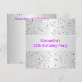 Zilverwitte kleur Confetti 18e verjaardagsfeest Kaart (Voorkant / Achterkant)
