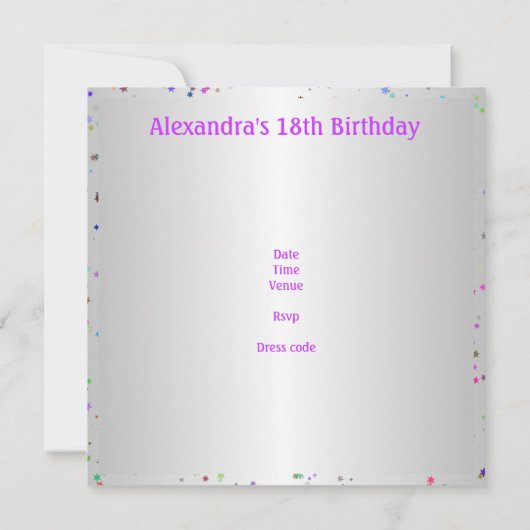 Zilverwitte kleur Confetti 18e verjaardagsfeest Kaart (Achterkant)