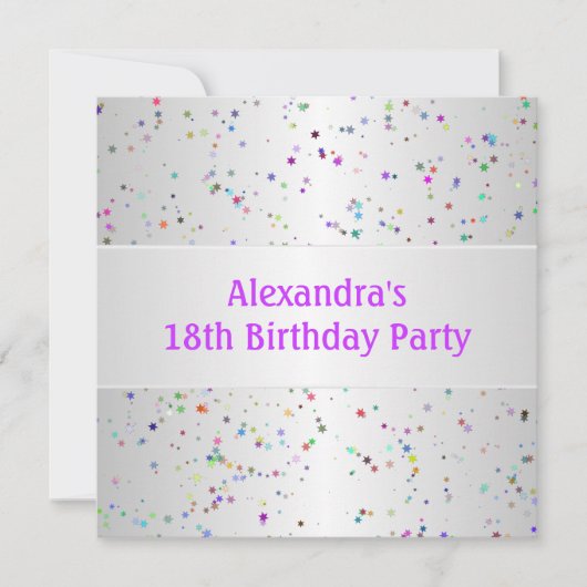 Zilverwitte kleur Confetti 18e verjaardagsfeest Kaart (Voorkant)