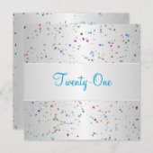 Zilverwitte kleur Confetti 21ste verjaardag Kaart (Voorkant / Achterkant)