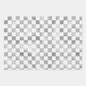 Zilverwitte metallic vierkant patroon achtergrond inpakpapier vel (Voorkant)