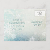 Zilverwitte sneeuwvlokken Briefkaart (Achterkant)