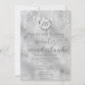 Zilverwitte sneeuwvlokken Winter Uitnodigingen (Voorkant)