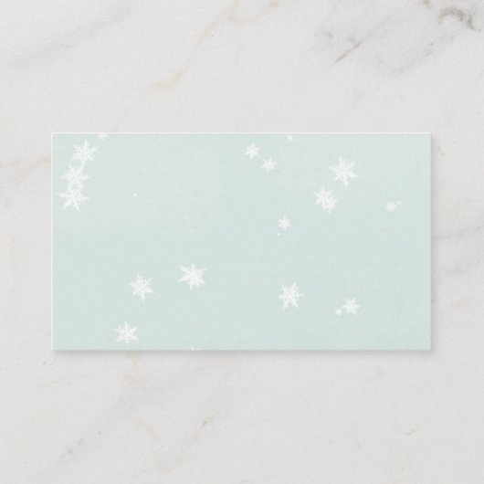 Zilverwitte winterboomsneeuw, luierrolkaarten informatiekaartje (Achterkant)