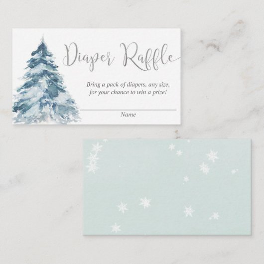 Zilverwitte winterboomsneeuw, luierrolkaarten informatiekaartje (Voorkant / Achterkant)