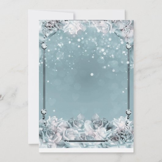 Zilverwitte winterRozen Quinceañera Kaart (Achterkant)