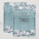 Zilverwitte winterRozen Quinceañera Kaart (Voorkant / Achterkant)