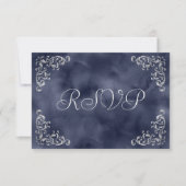  Zilverzee Blue Waterverf Wedding RSVP Kaartje (Voorkant)
