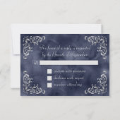  Zilverzee Blue Waterverf Wedding RSVP Kaartje (Achterkant)