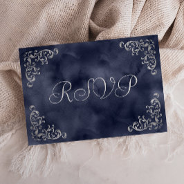  Zilverzee Blue Waterverf Wedding RSVP Kaartje