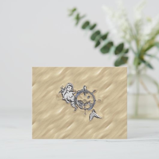 Zilverzeemeermin in de zand briefkaart (Staand voorkant)