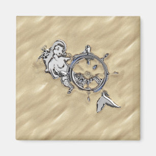 Zilverzeemeermin in de zand magneet