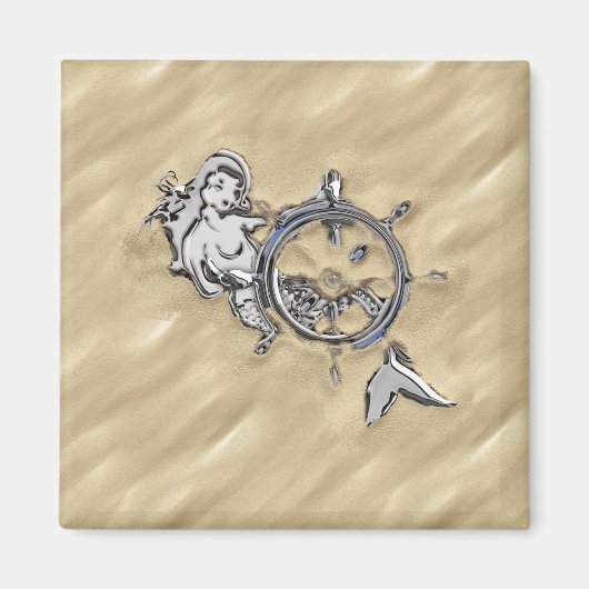 Zilverzeemeermin in de zand magneet (Voorkant)