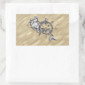 Zilverzeemeermin in de zand rechthoekige sticker (Tas)