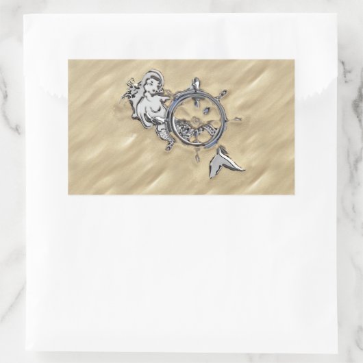 Zilverzeemeermin in de zand rechthoekige sticker (Tas)