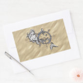 Zilverzeemeermin in de zand rechthoekige sticker (Envelop)