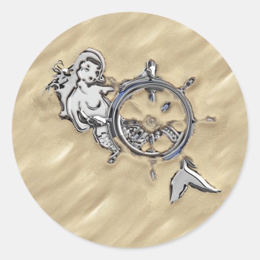 Zilverzeemeermin in de zand ronde sticker (Voorkant)