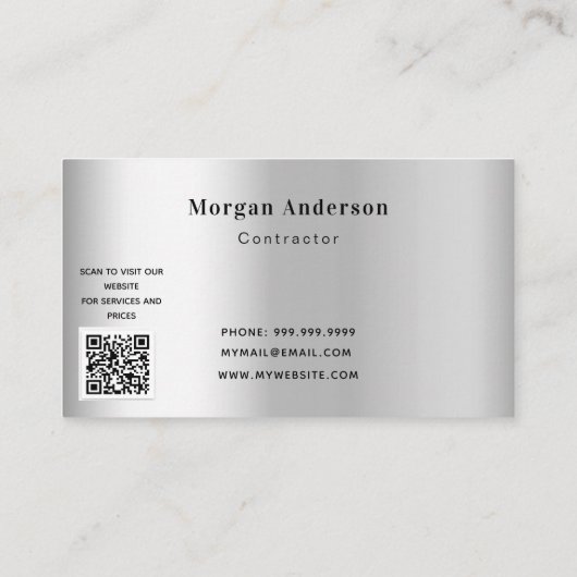 Zilverzwarte bouwkranen QR Visitekaartje (Achterkant)