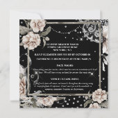 Zilverzwarte shabby roos paris chic bow kaart (Achterkant)