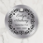 Zilverzwarte zeugen 25th Wedding Jubileum Bedankjes Labels (Achterkant)