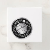 Zilverzwarte zeugen 25th Wedding Jubileum Bedankjes Labels (In situ)