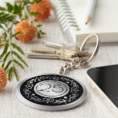 Zilverzwarte zeugen 25th Wedding Jubileum Sleutelhanger (Zijkant)