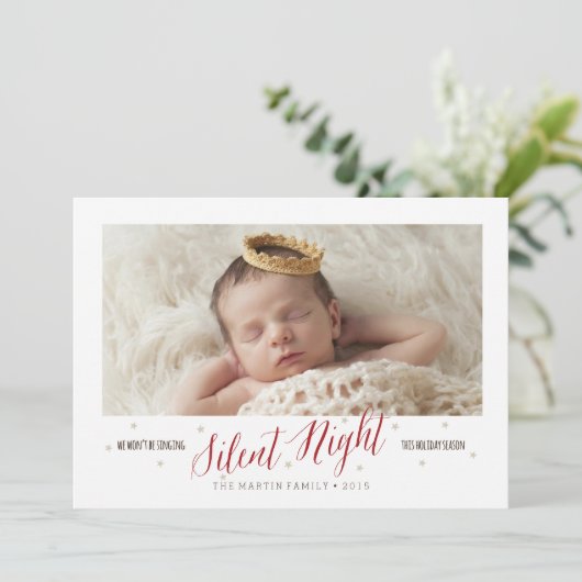 Zilzame nacht baby's eerste kerstfeestdag feestdagenkaart (Staand voorkant)