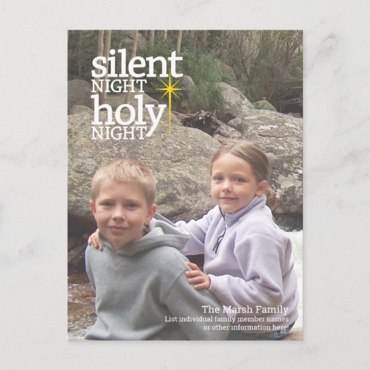 Zilzame nacht, Heilige Christelijke Kerstmis Feestdagenkaart (Voorkant)