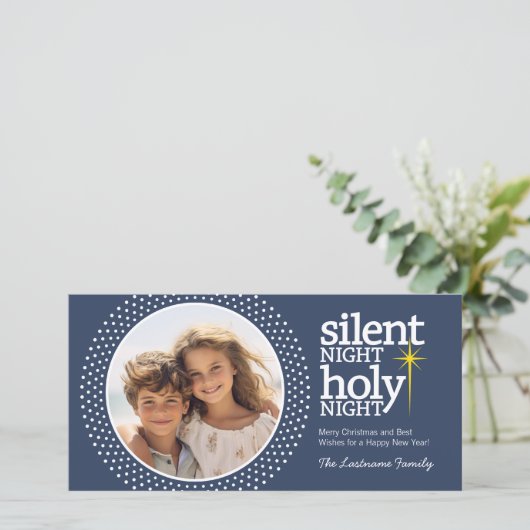 Zilzame nacht, Heilige Christelijke Kerstmis Feestdagenkaart (Staand voorkant)