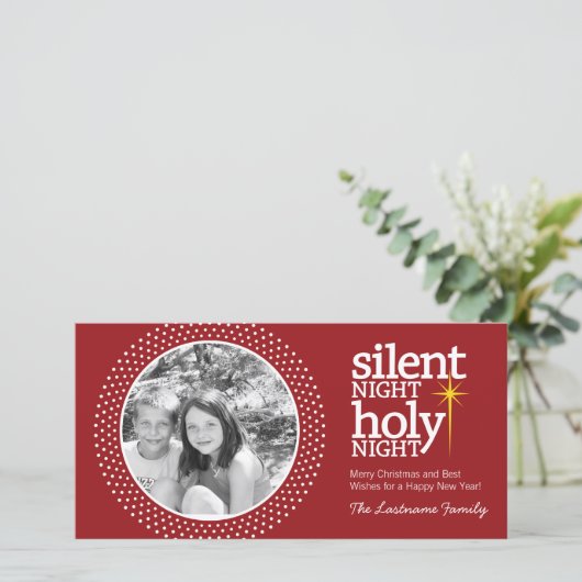 Zilzame nacht, Heilige Christelijke Kerstmis Feestdagenkaart (Staand voorkant)