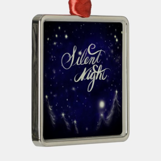 Zilzame nacht, heilige nacht - sneeuwscène met lui metalen ornament (Rechts)