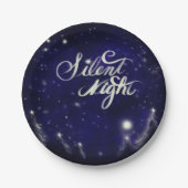 Zilzame nacht, heilige nacht - sneeuwscène met lui papieren bordje (Voorkant)