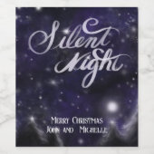 Zilzame nacht, heilige nacht - sneeuwscène met lui wijn etiket (Enkel label)