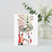 Zilzame nacht, kerk met Kerstmis,  vakantie Briefkaart (Staand voorkant)