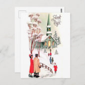 Zilzame nacht, kerk met Kerstmis,  vakantie Briefkaart (Voorkant / Achterkant)