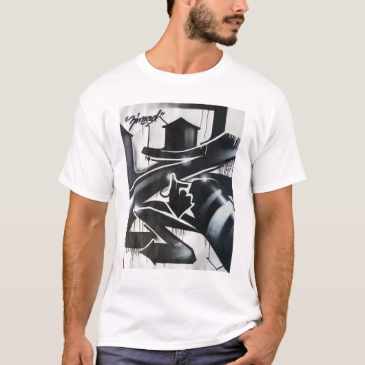 ZIMAD BLACK EN WHITE SPRAYPAINT GRAFFIT Z T-SHIRT (Voorkant)