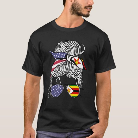 Zimbabwaans Amerikaans patriot kweekt trots vrouwe T-shirt (Voorkant)
