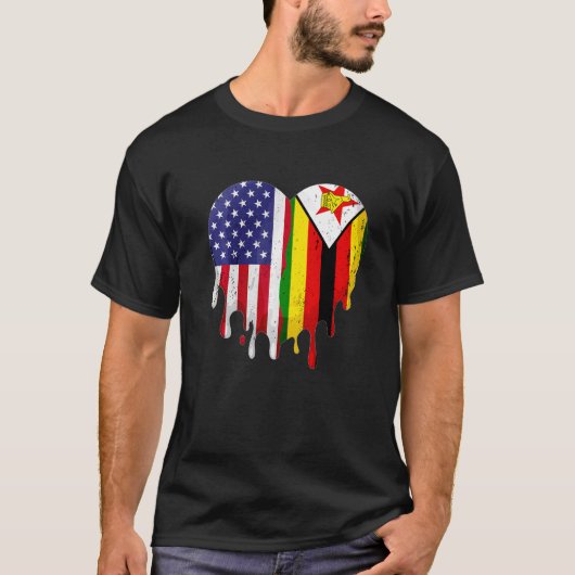 Zimbabwaans-Amerikaanse patriotkweeklandsmelting T-shirt (Voorkant)