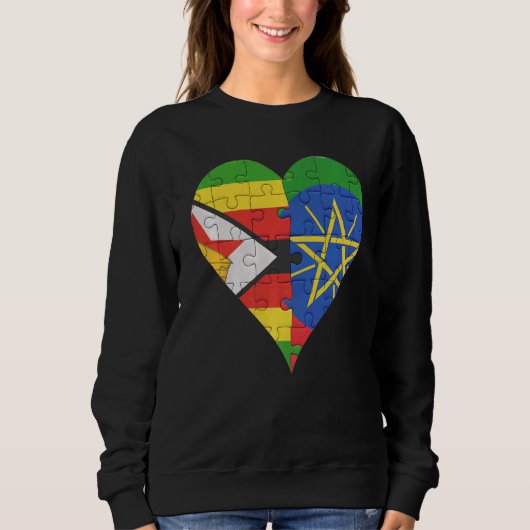 Zimbabwaans Ethiopisch Vlag Hart Trui (Voorkant)