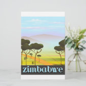 Zimbabwaans landschap reisposter briefpapier (Staand voorkant)