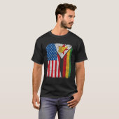 Zimbabwaanse Amerikaanse vlag Half VS Zimbabwe Roo T-shirt (Voorkant volledig)