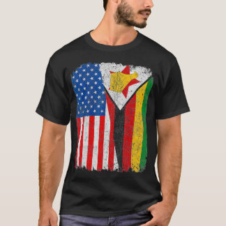 Zimbabwaanse Amerikaanse vlag Half VS Zimbabwe Roo T-shirt