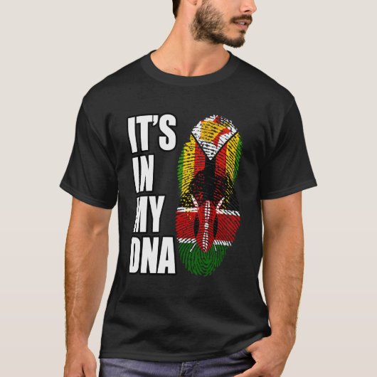 Zimbabwaanse en Keniaanse mix erfgoed DNA vlag T-shirt (Voorkant)