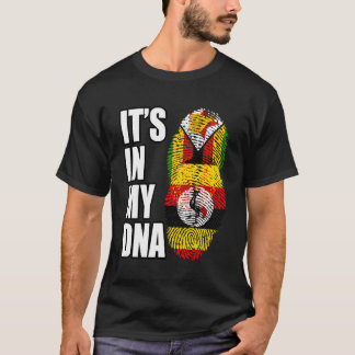Zimbabwaanse en Oegandese mix erfgoed DNA vlag T-shirt