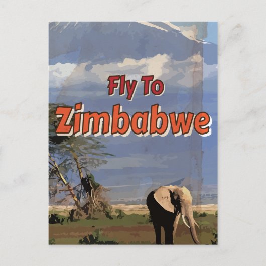 Zimbabwaanse vintage vakantieposter briefkaart (Voorkant)