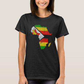 Zimbabwaanse Vlag Afrika Continent Silhouet Cadeau T-shirt