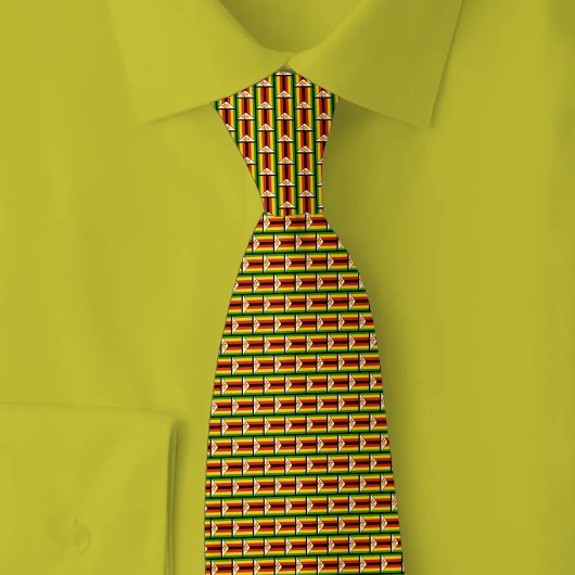Zimbabwaanse Vlag Baksteenpatroon Stropdas