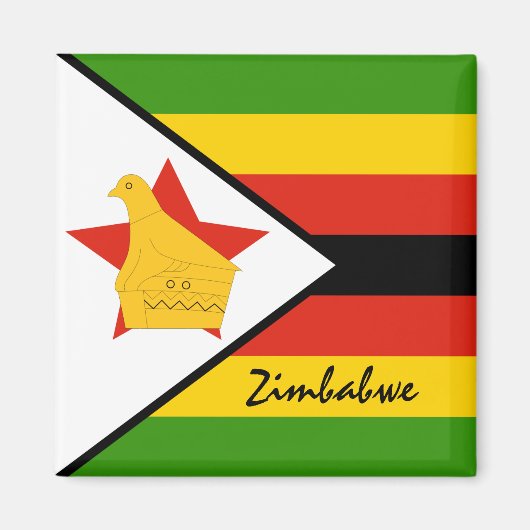 Zimbabwaanse vlag en Afrikaanse vakantie- en sport Magneet (Voorkant)