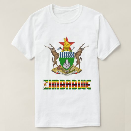 Zimbabwaanse vlag en wapenschild t-shirt (Design voorkant)