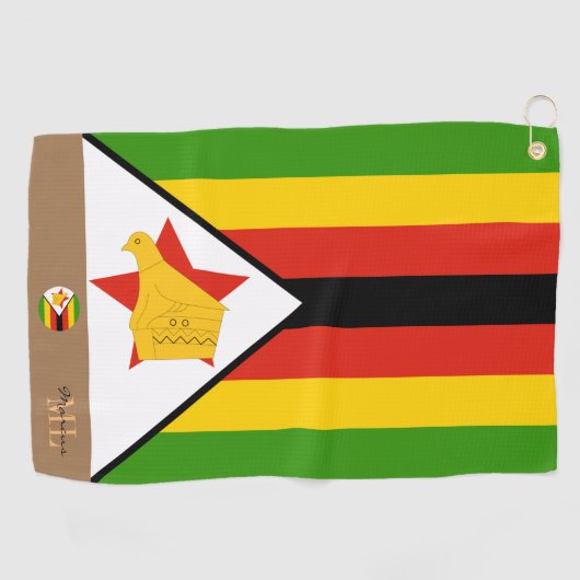 Zimbabwaanse vlag en Zimbabwe monogrammen /Afrika Golfhanddoek (Horizontaal)